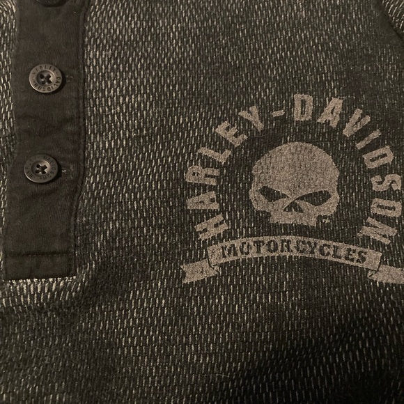 Harley-Davidson SZ XL Willie G Black Graphic long sleeve Henley 100% Cotton - Picture 6 of 12